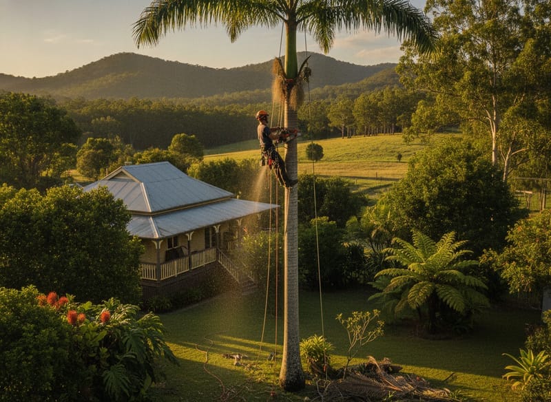 Palm Tree Removal performed by Brisbane West Arborist in the Brisbane West